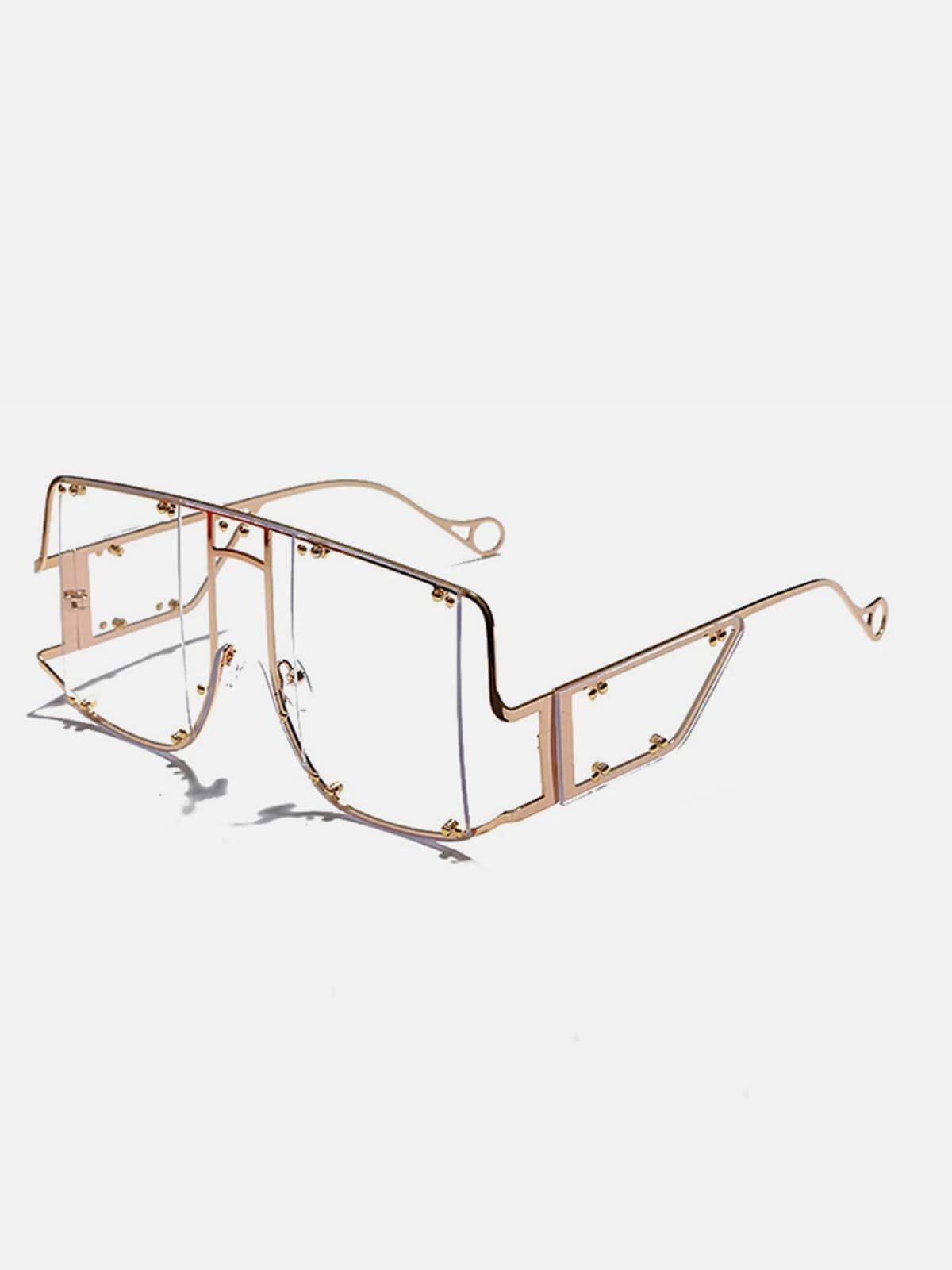 Futuristic Y2K Punk Double Rivet Glasses