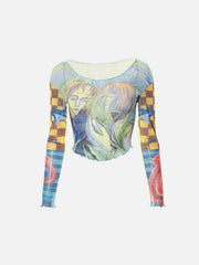 Cartoon Girl Print Long Sleeve T Shirts