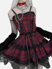 Plaid Straps Gothic Dress