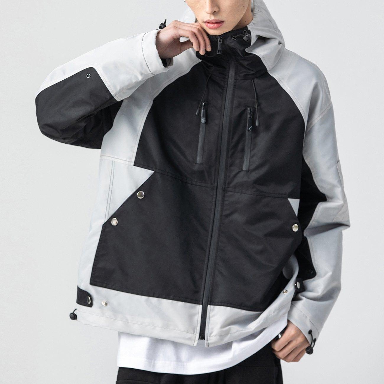 Functional Patchwork Multi Pockets Hooded Jacket