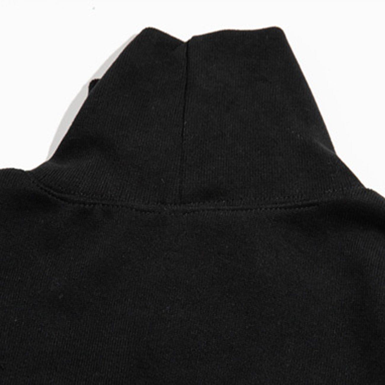 Dark Functional Multi-pocket Turtleneck Sweatshirt
