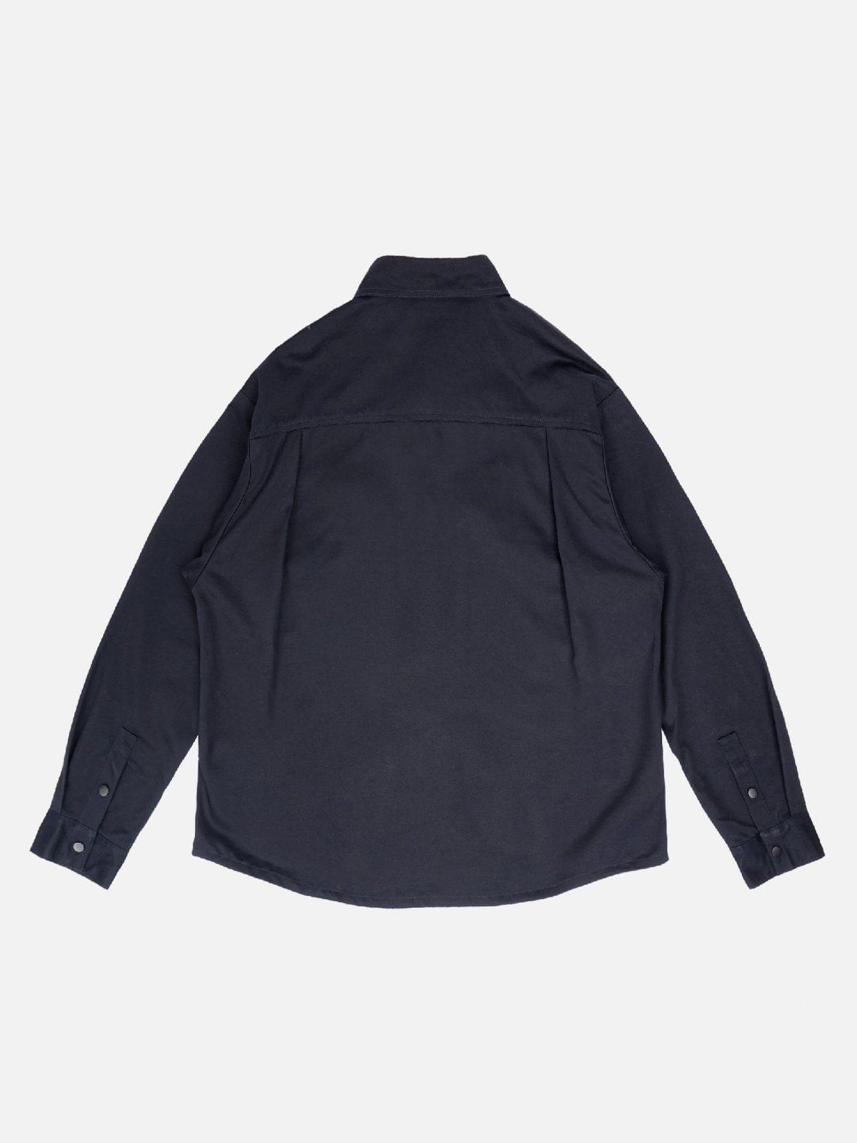 Patchwork Big Pockets Long Sleeve Shirt