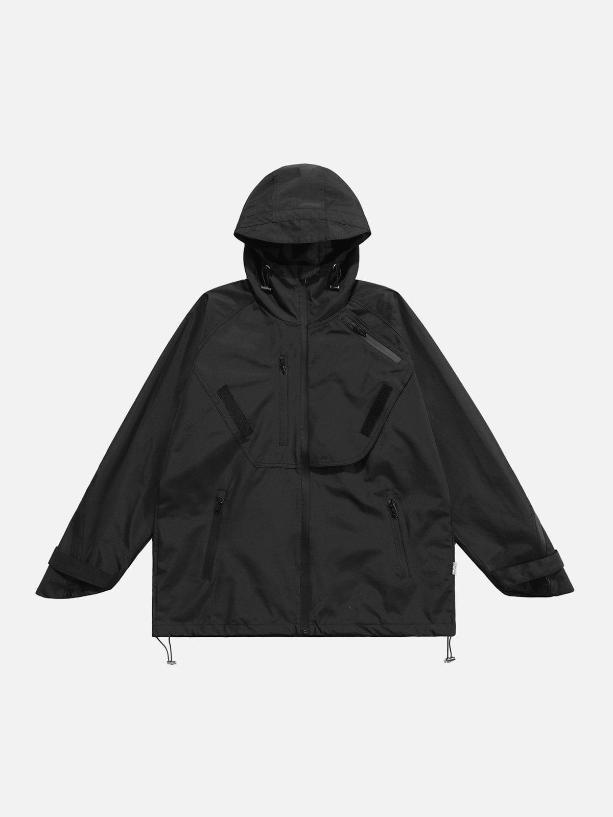 Patchwork Multi Pockets Zip Up Jacket