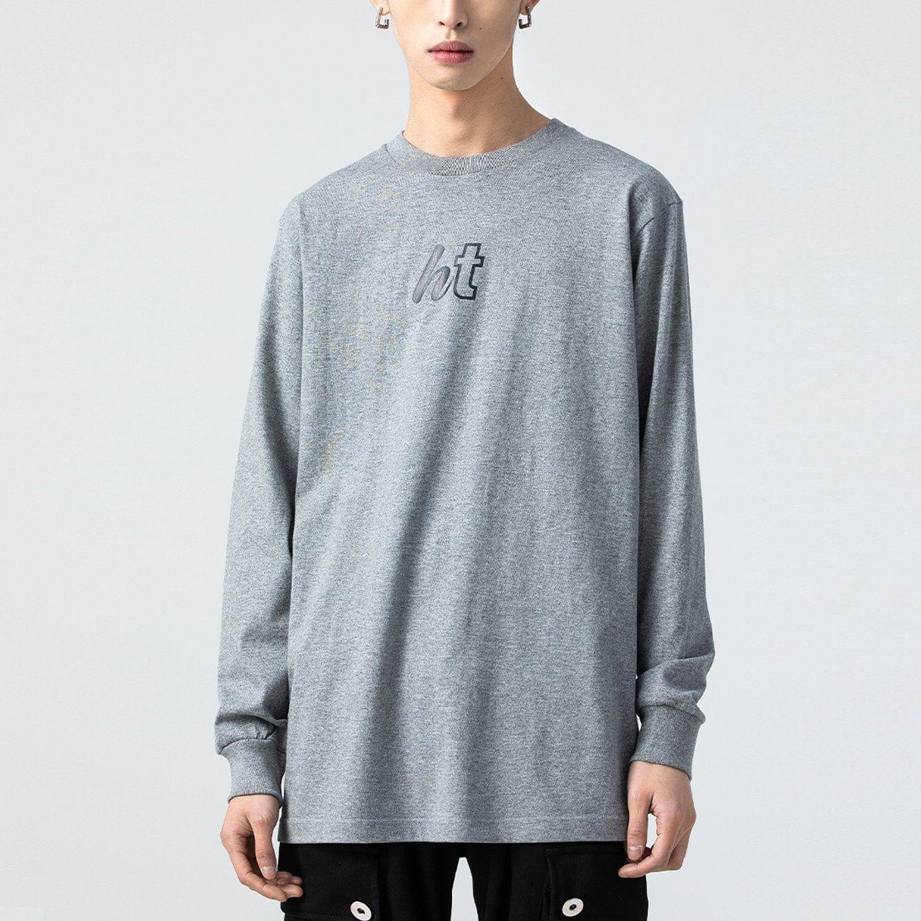 Solid Color Print Sweatshirt