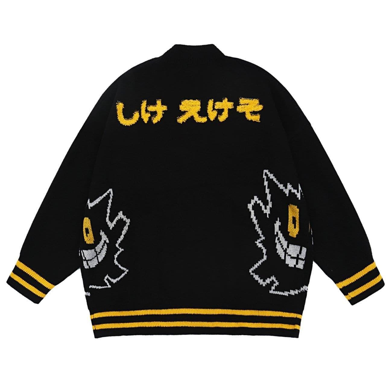 Little Devil Print Cardigan Knitted Sweater