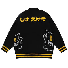 Little Devil Print Cardigan Knitted Sweater