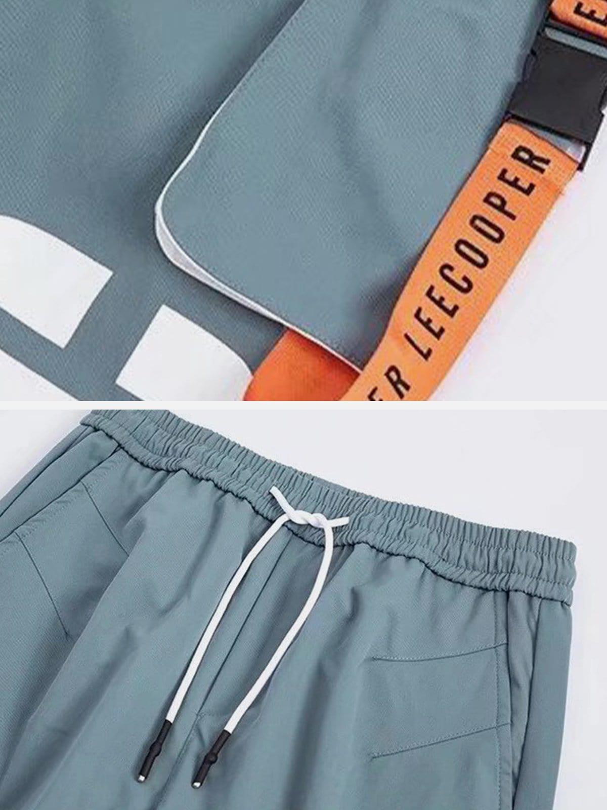 Function Ribbons Print Cargo Pants
