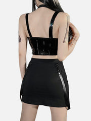 Zip Up Grid PU Vest