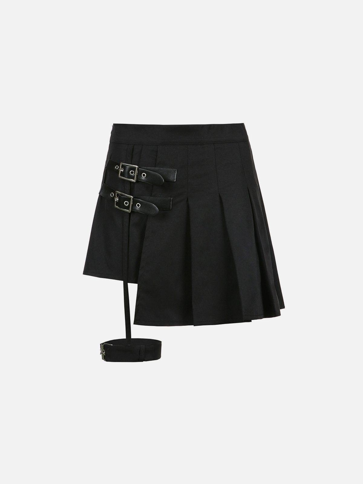 Leg Ring Asymmetric Pleated Skirt