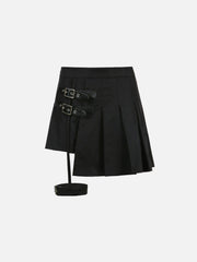 Leg Ring Asymmetric Pleated Skirt