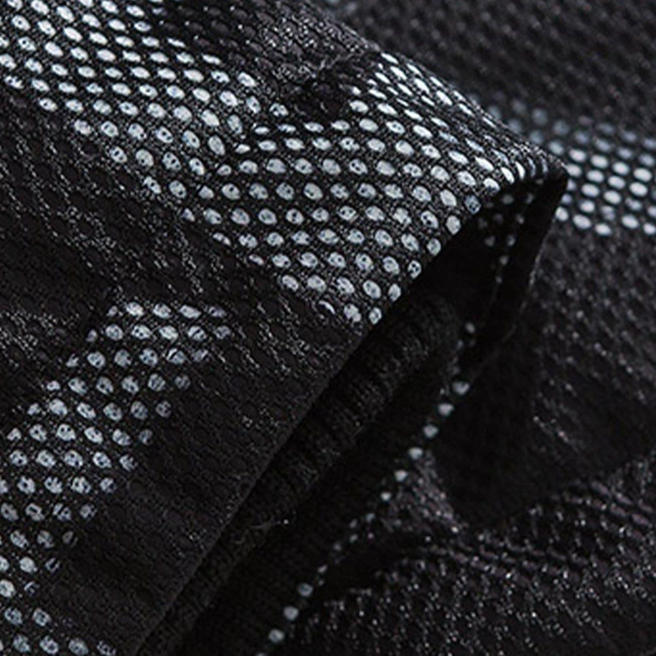 Patchwork Print Mesh Winter Down Coat