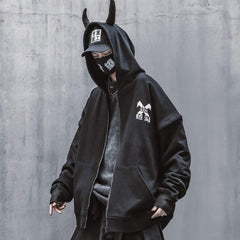 Techwear Devil Horns Cardigan Hoodies