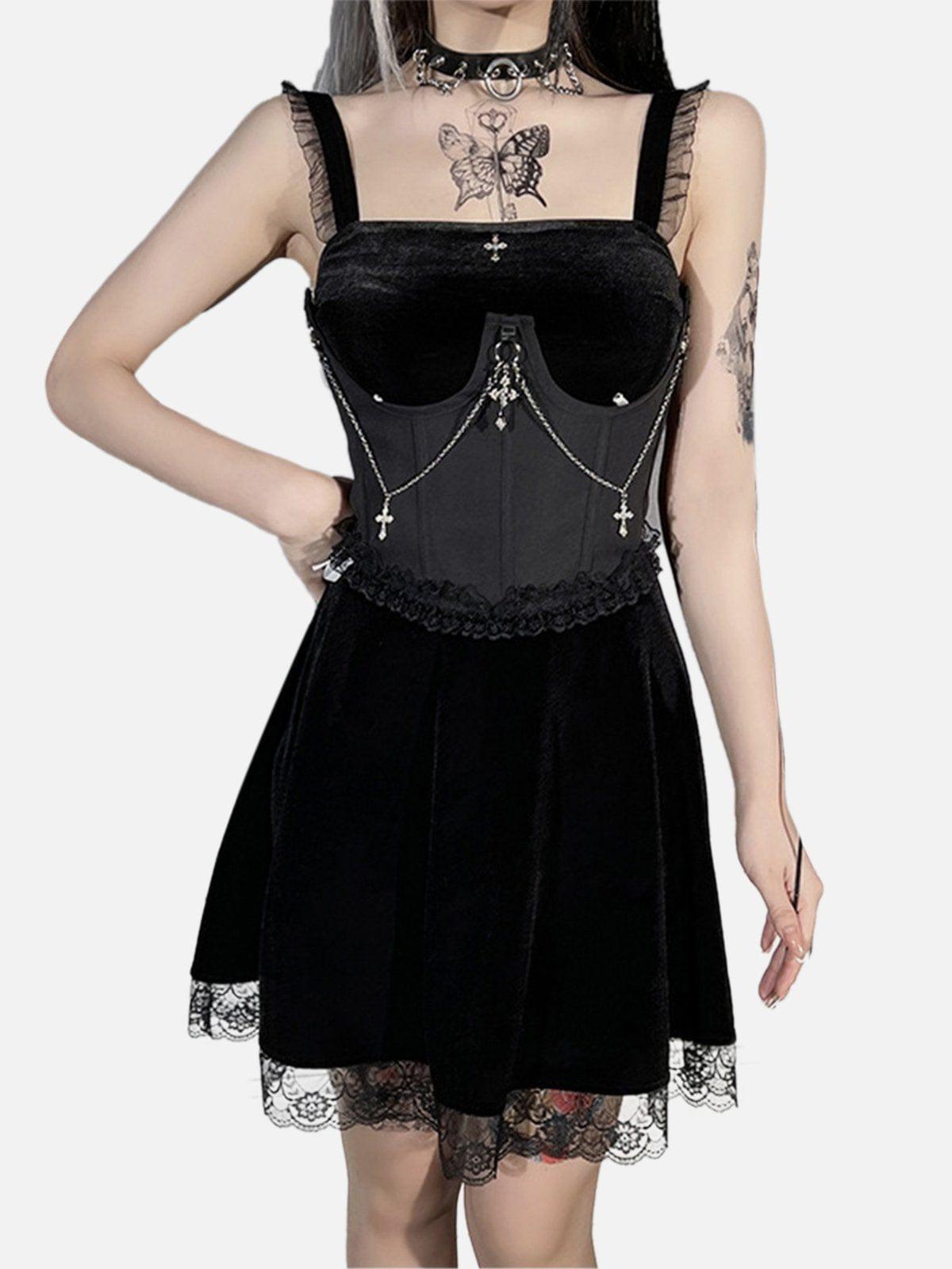 Cross Chain Corset Waist Vest