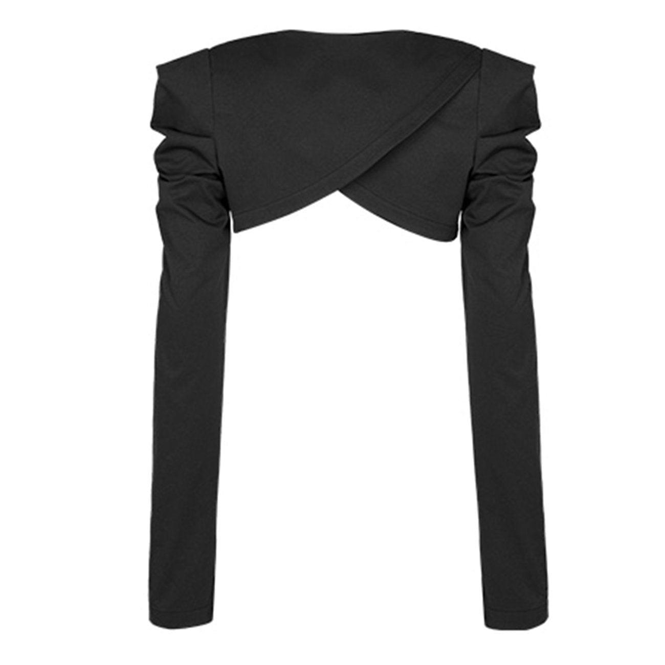 Diagonal Straps Pleated Cropped Jacket