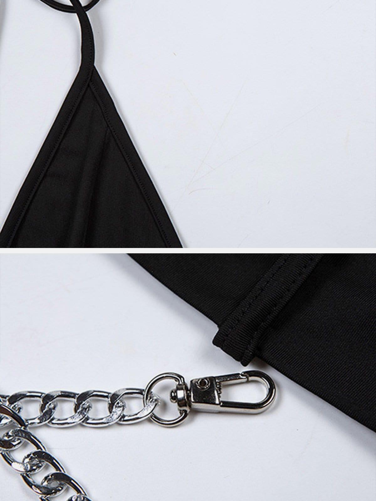 V-Ncek Halter Strap Chain Vest