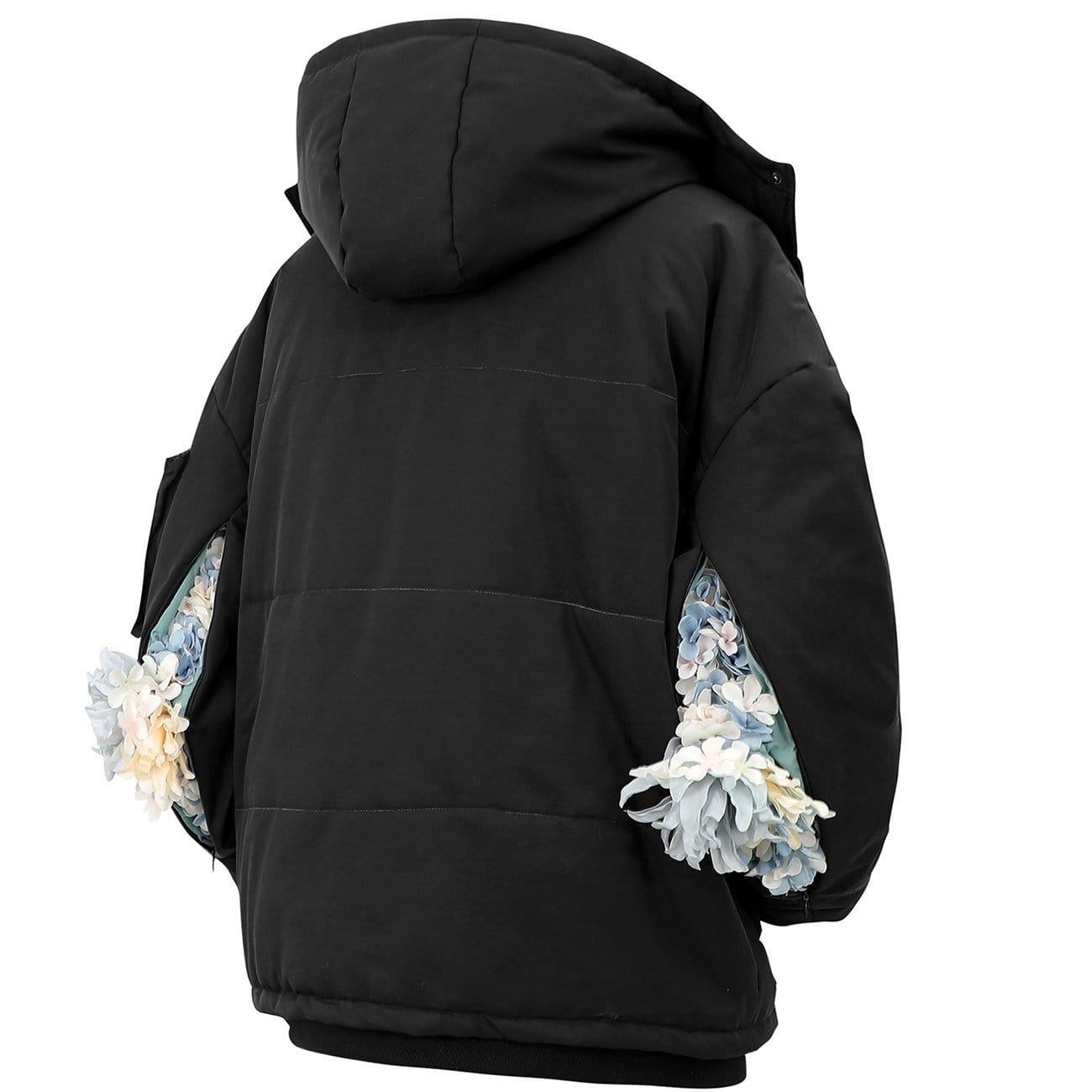 Hidden Flowers Zipper Winter Coat