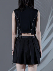 Reflective Strip Zip Up Vest