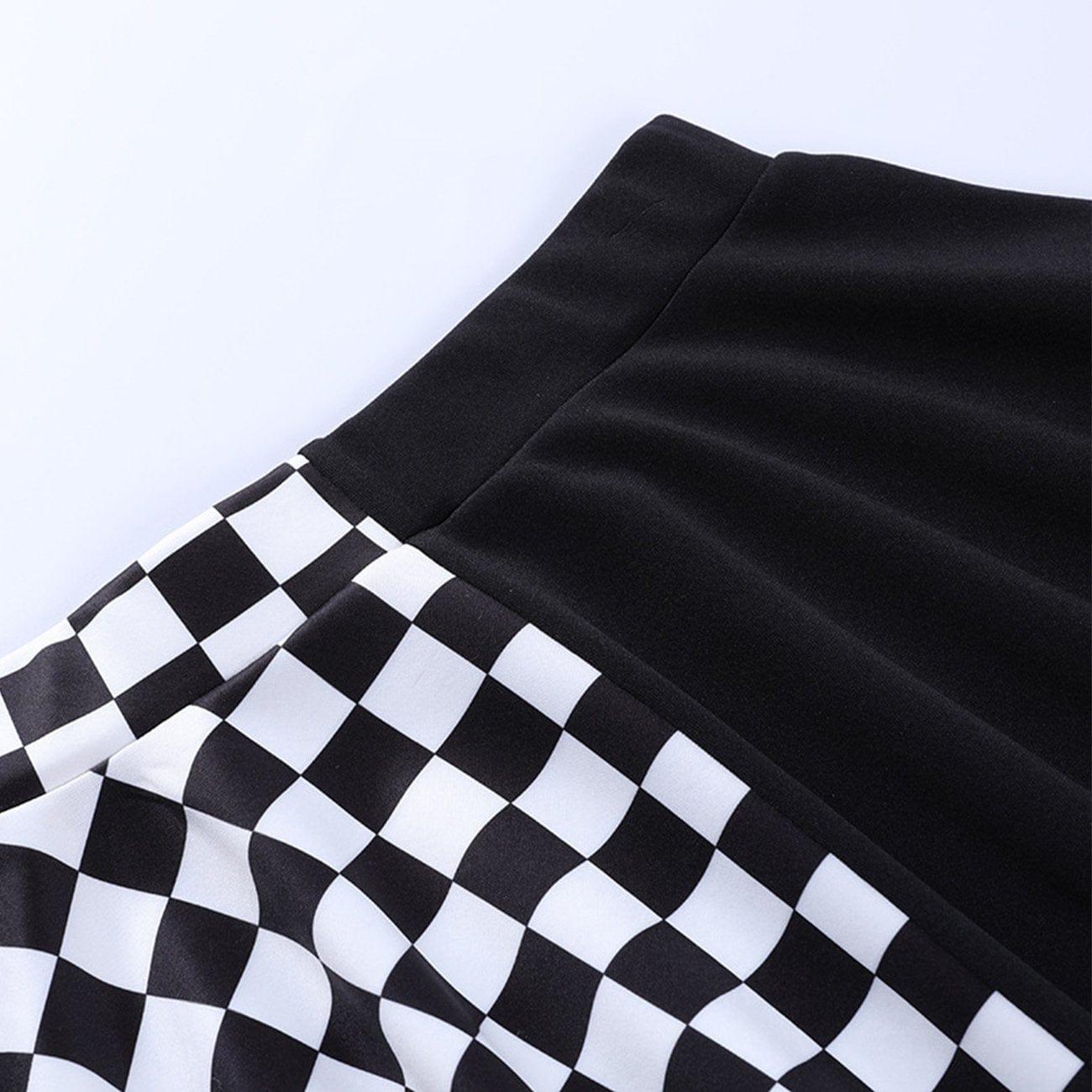 Dark Patchwork Checkerboard Skirt