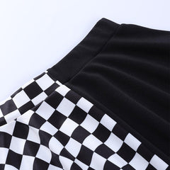 Dark Patchwork Checkerboard Skirt