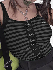 Dark Single-breasted Buckled Striped Vest