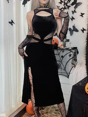 High Slit Hollow Lace Dress
