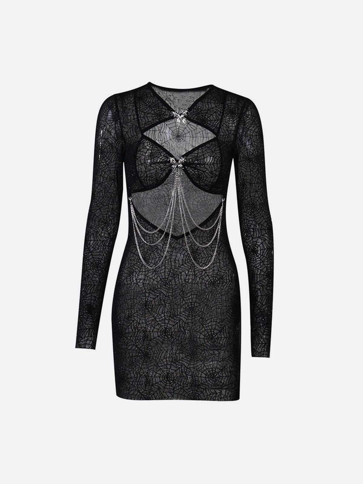 Chain Hollow Spider Web Dress