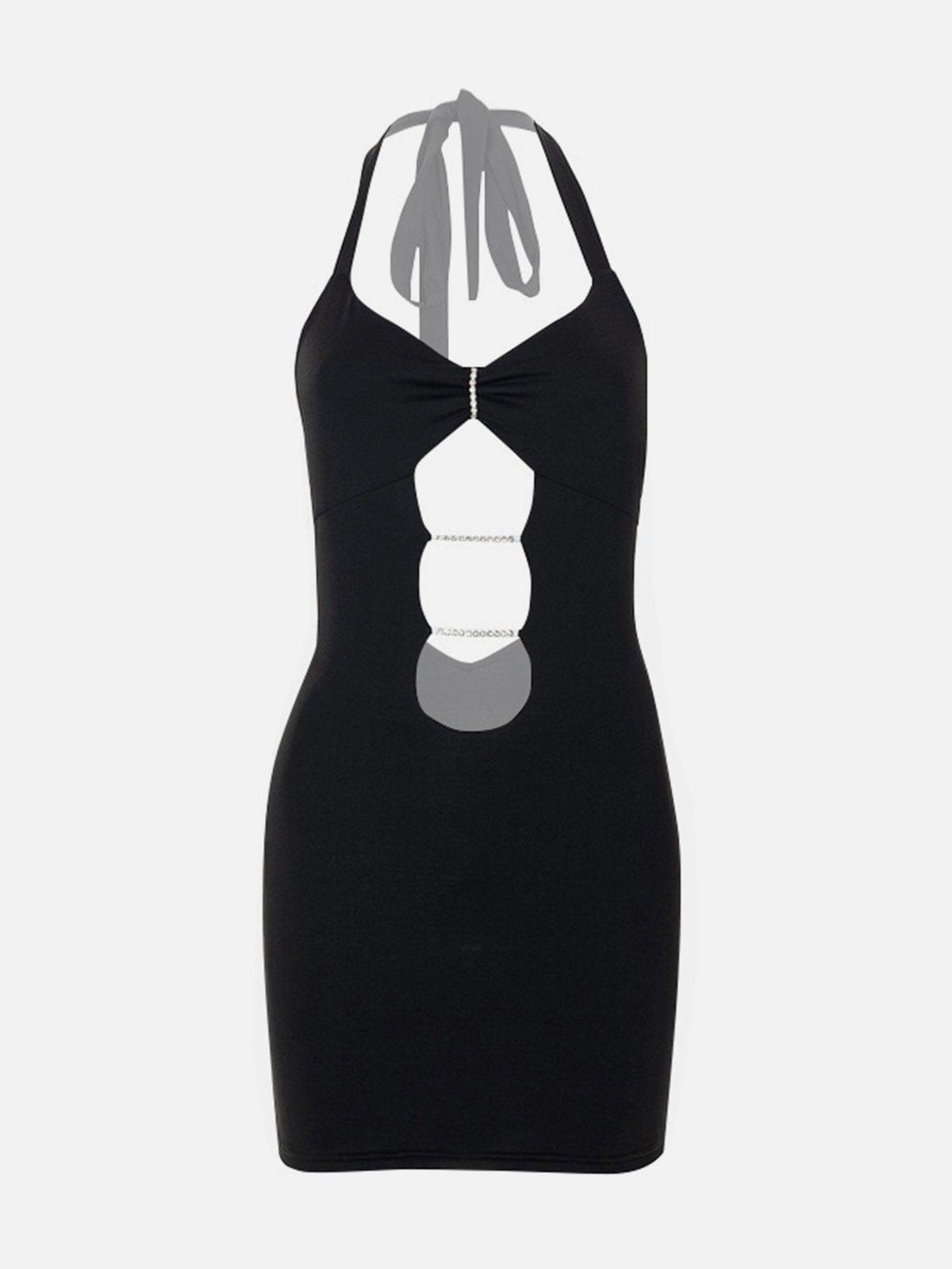 Solid Lace-Up Cutout Back Dress