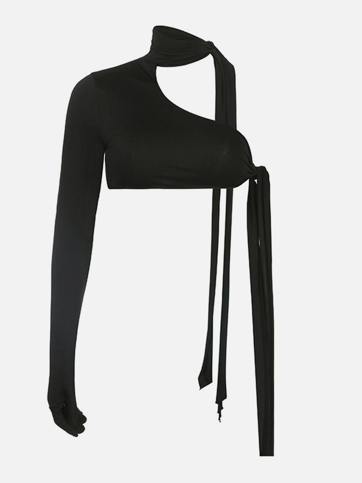 Irregular Halterneck Long Sleeve T Shirt