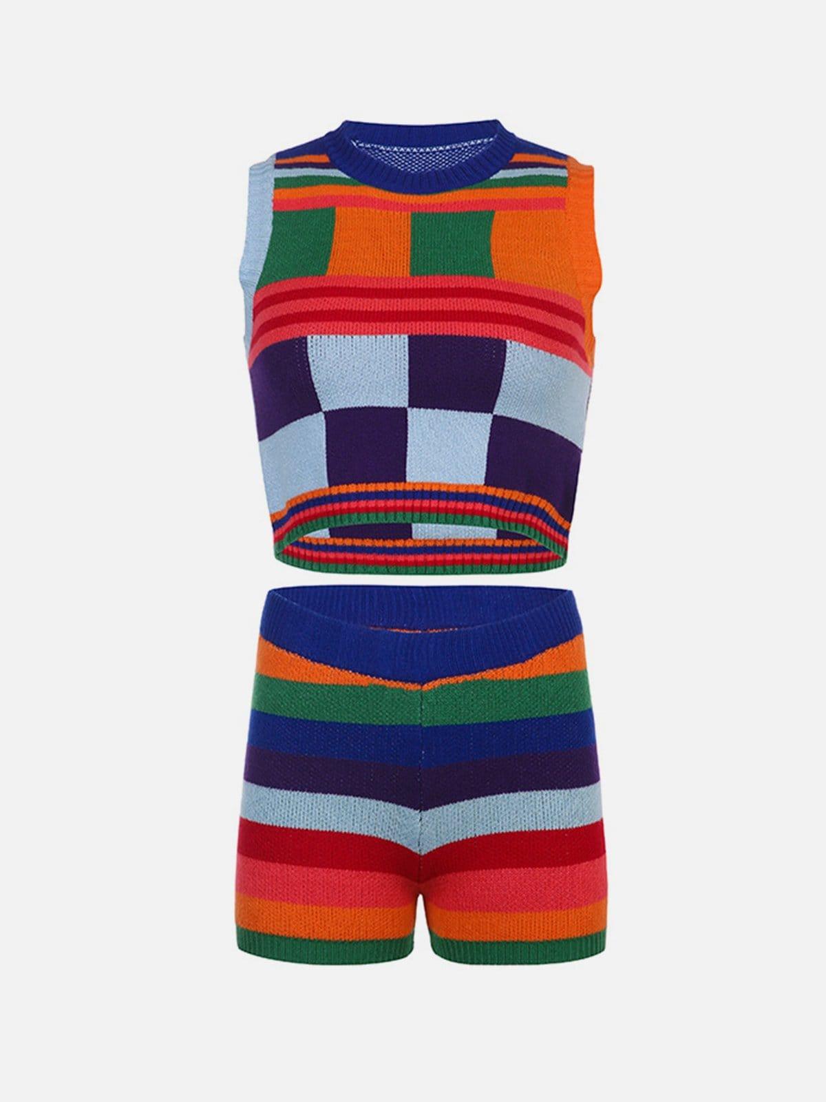 Plaid Patchwork Suit