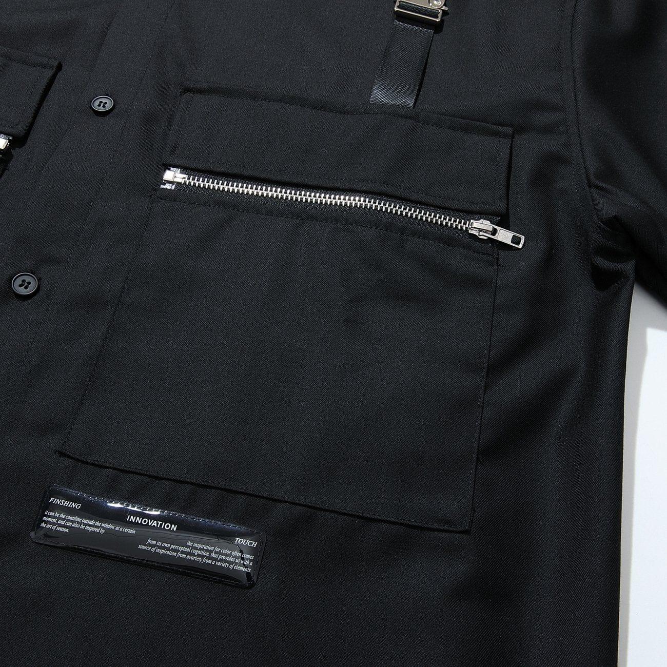 Big Pocket Zip Up Long Sleeve Shirt