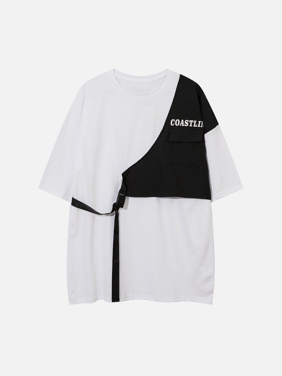 Fake Two Vest Patchwork Tee