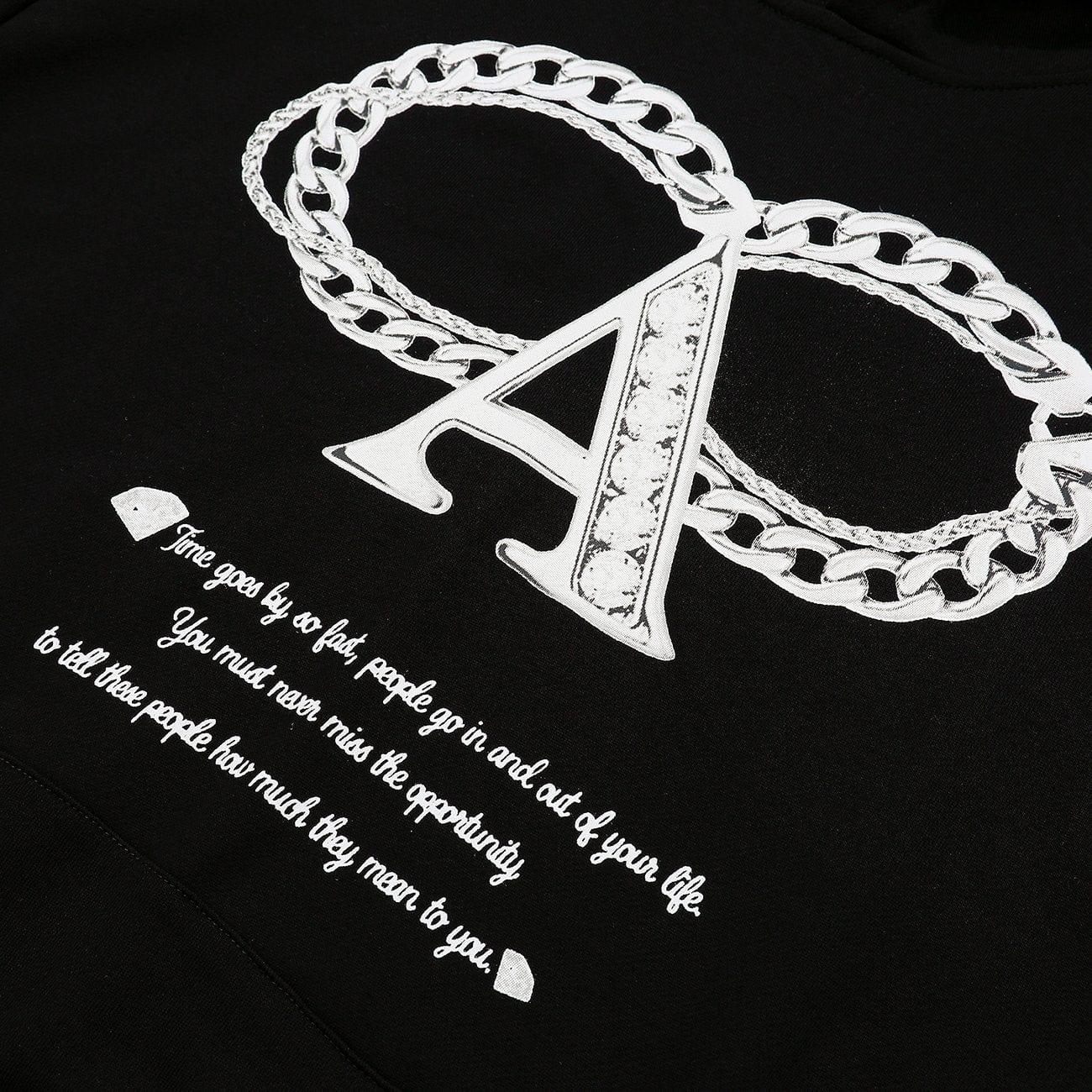 Alphabet Necklace Print Hoodie