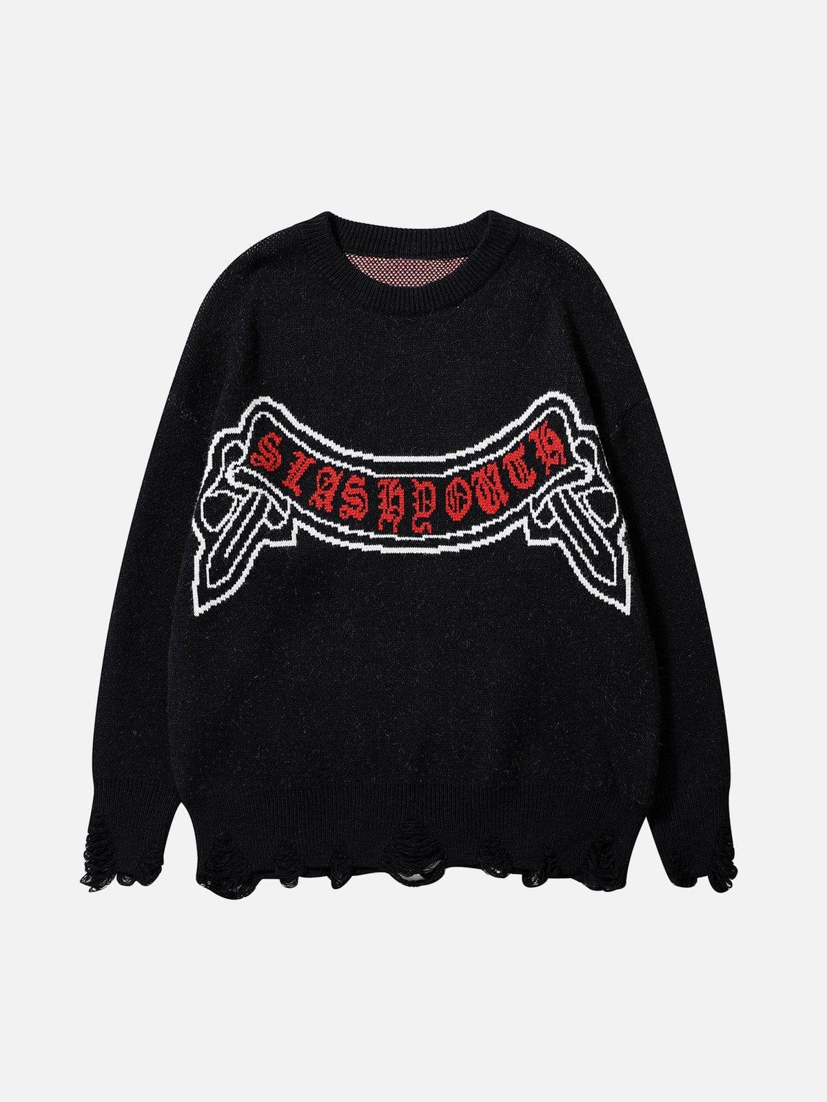Letters Ripper Hole Sweater
