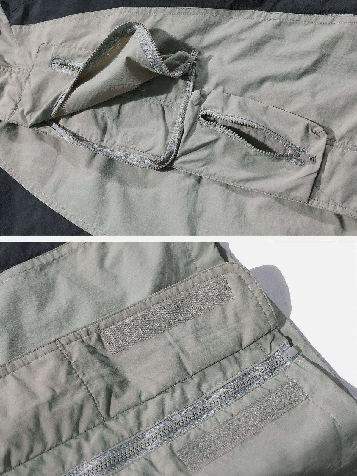 Patchwork Big Pocket Zip Up Jacket
