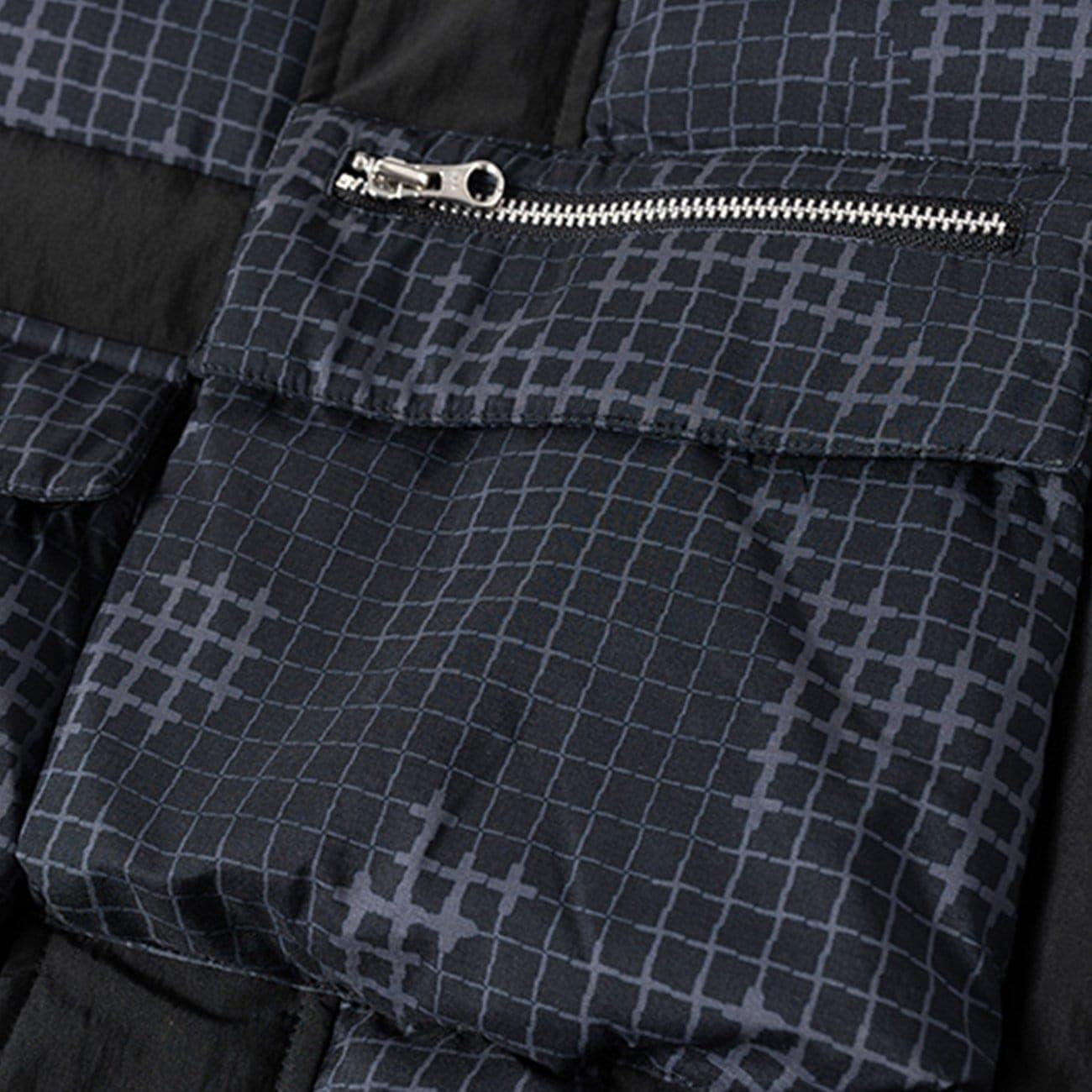 Irregular Plaid Patchwork Winter Down Coat