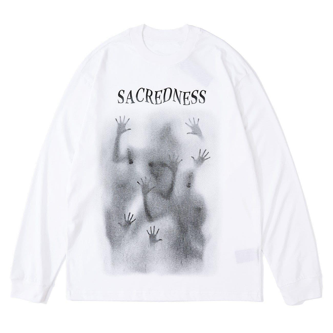 Dark Psychedelic Humanoid Print Oversized Sweatshirt