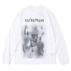 Dark Psychedelic Humanoid Print Oversized Sweatshirt