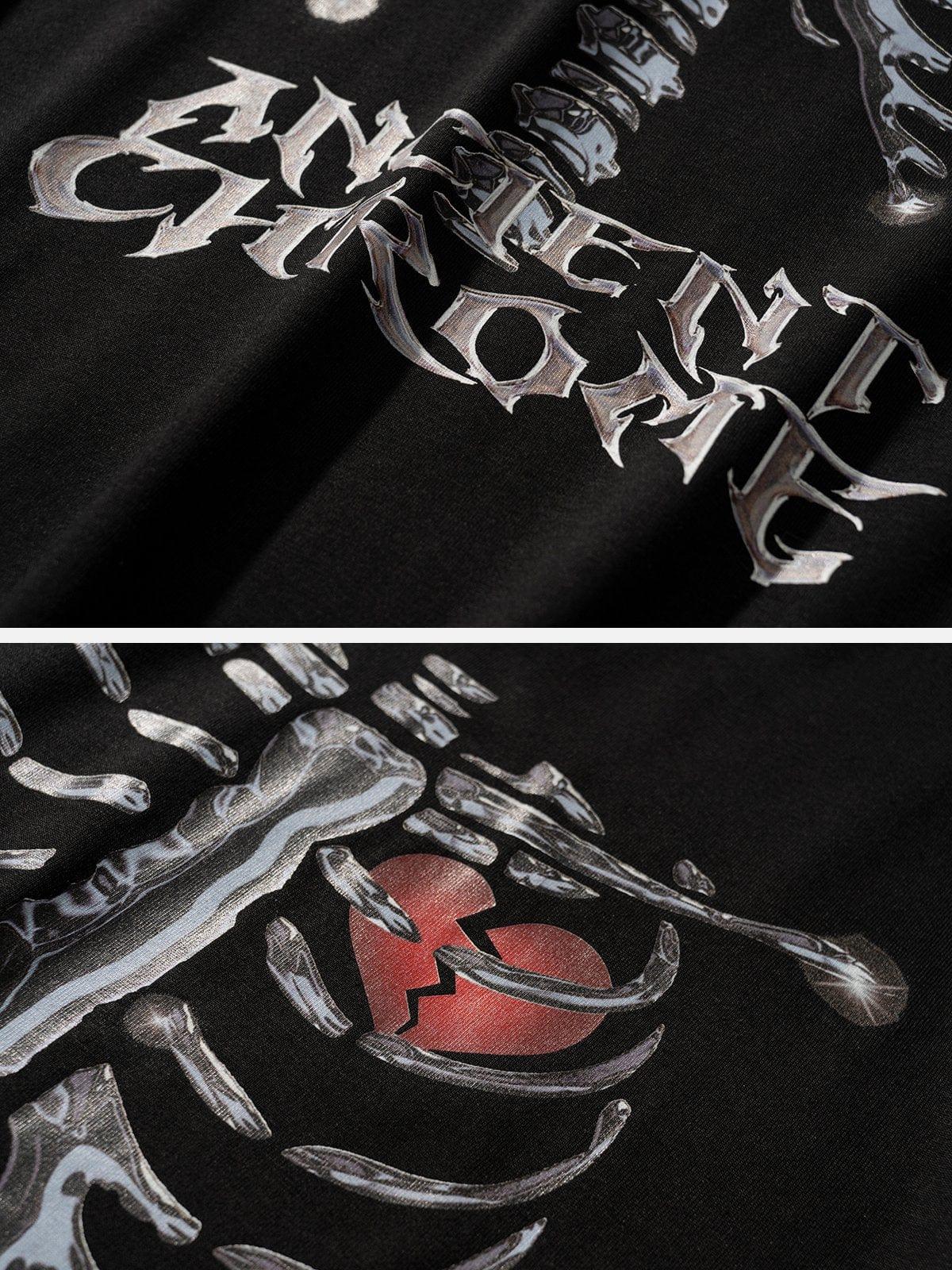 Skeleton Broken Heart Print Tee