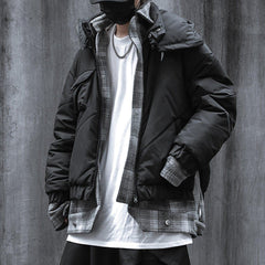 Fake Two Plaid Winter Coat