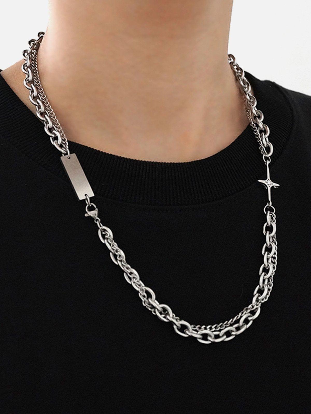 Punk Four-pointed Star Double-layered Necklace