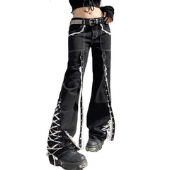 Lace Ribbons Straight Jeans