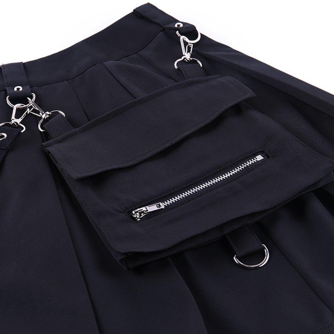 Dark Punk Irregular Pockets Skirt
