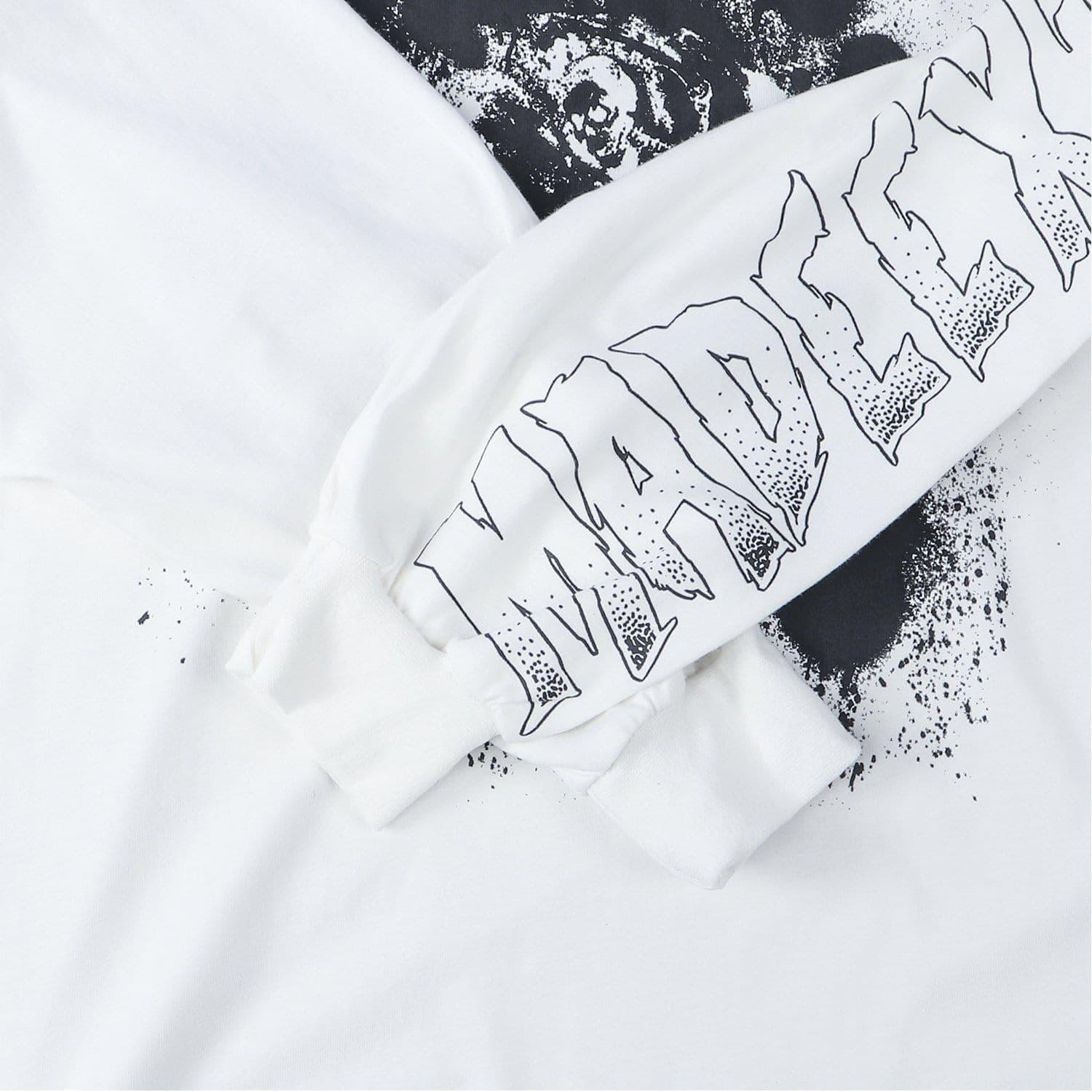 Dark Skeleton Fight Print Sweatshirt