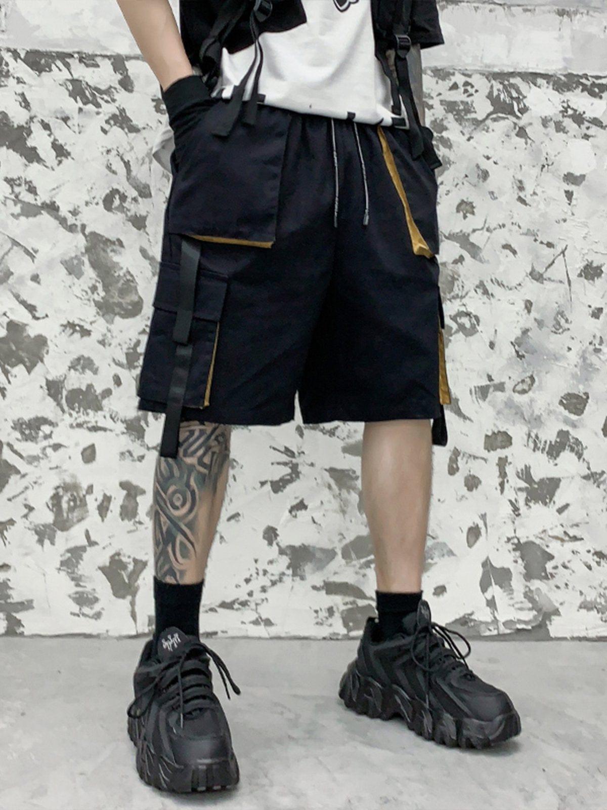 Patchwork Ribbon Cargo Shorts
