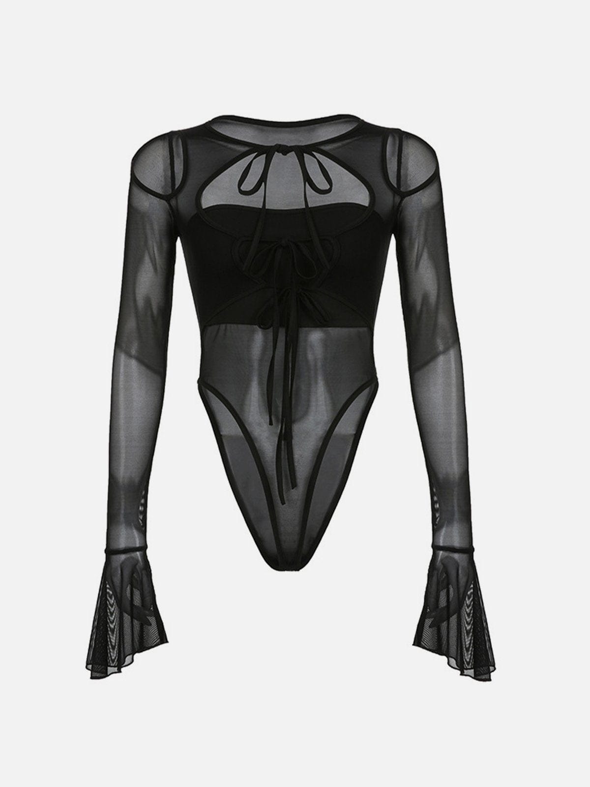 Horn Sleeve Mesh Bodysuit