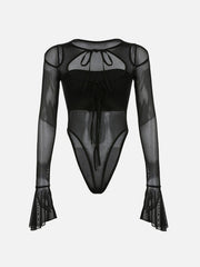 Horn Sleeve Mesh Bodysuit