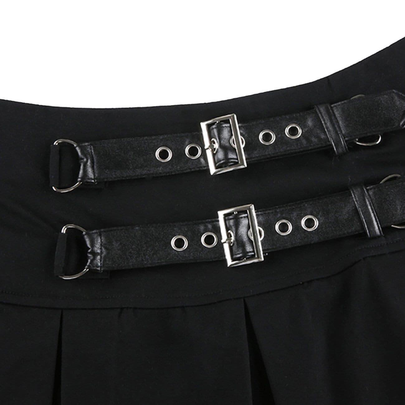 Dark Babes High-waisted Leather Pleated Skirt