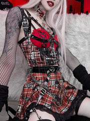 Plaid Skull Vest Suit