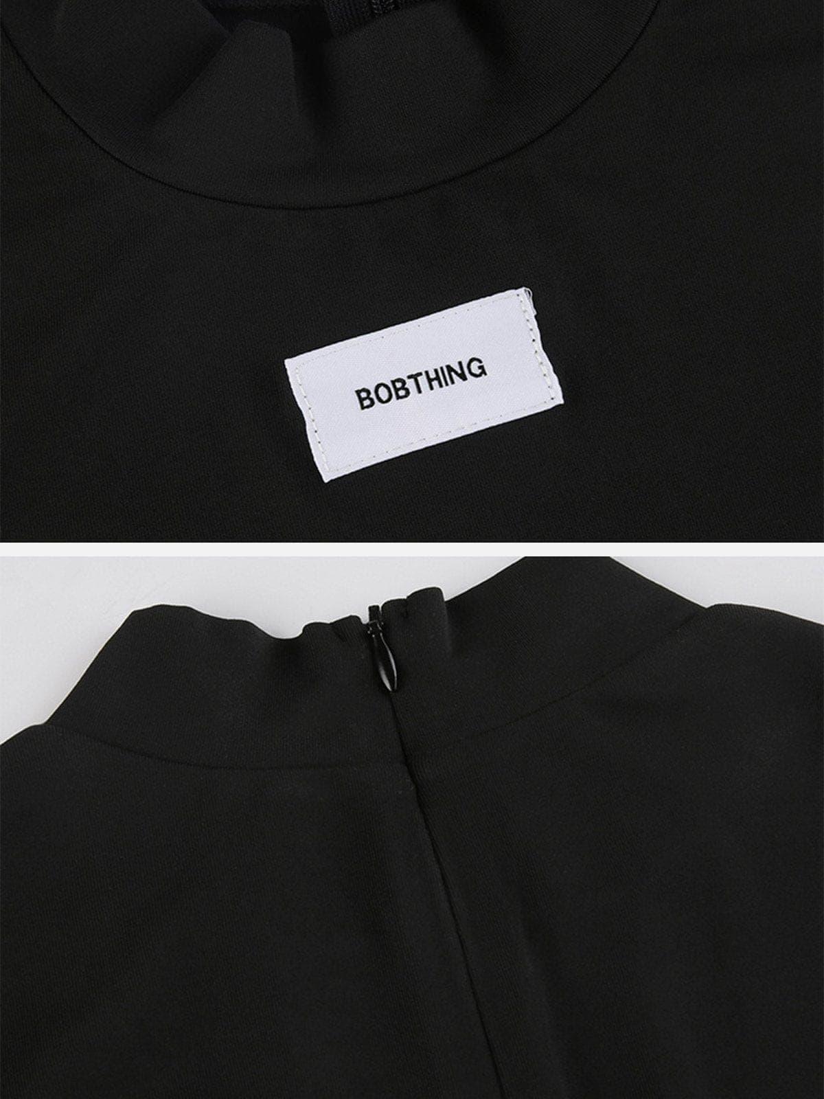 Half Turtleneck Label Jumpsuit