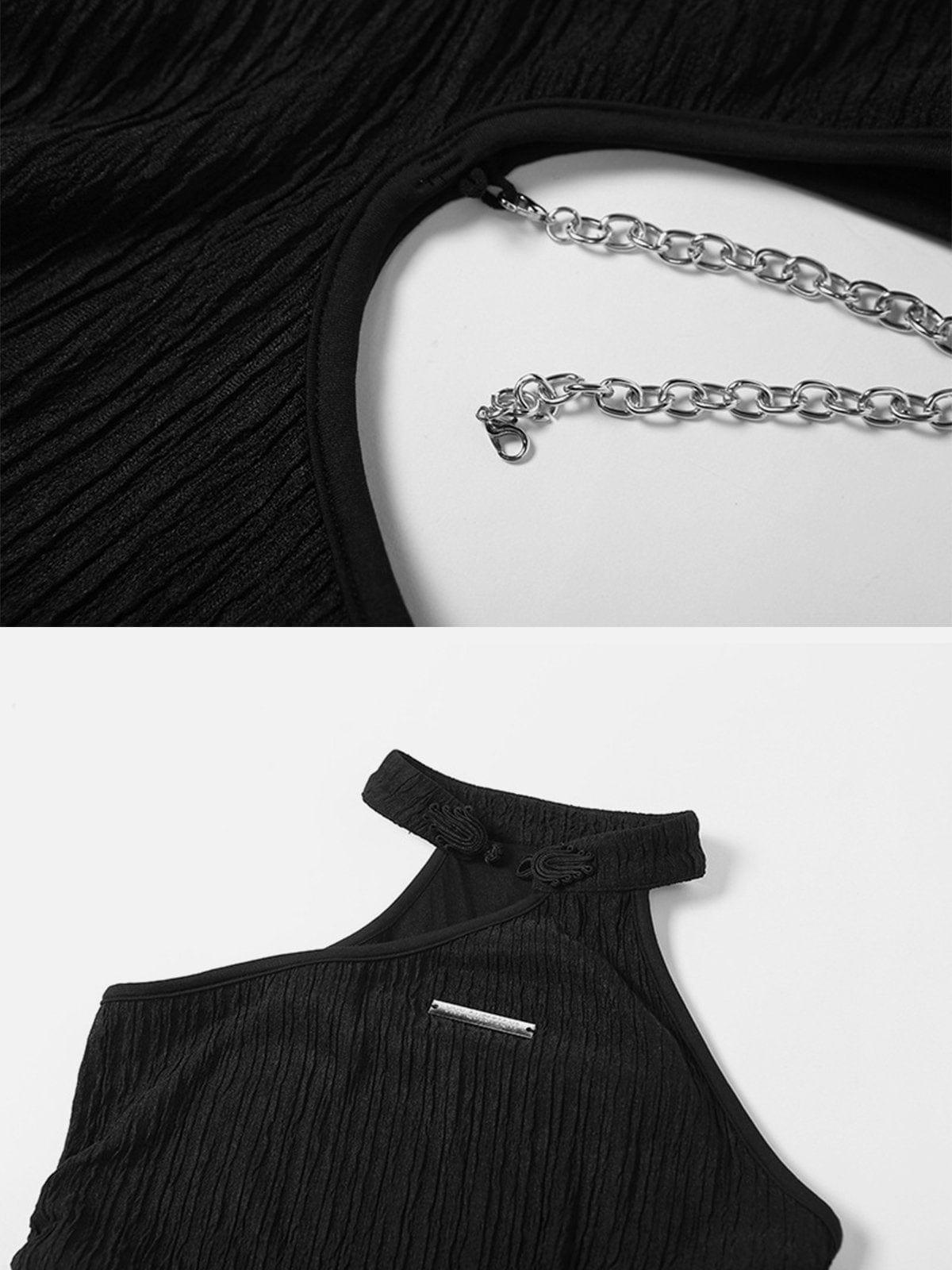 Chain Hollow Halterneck Dress